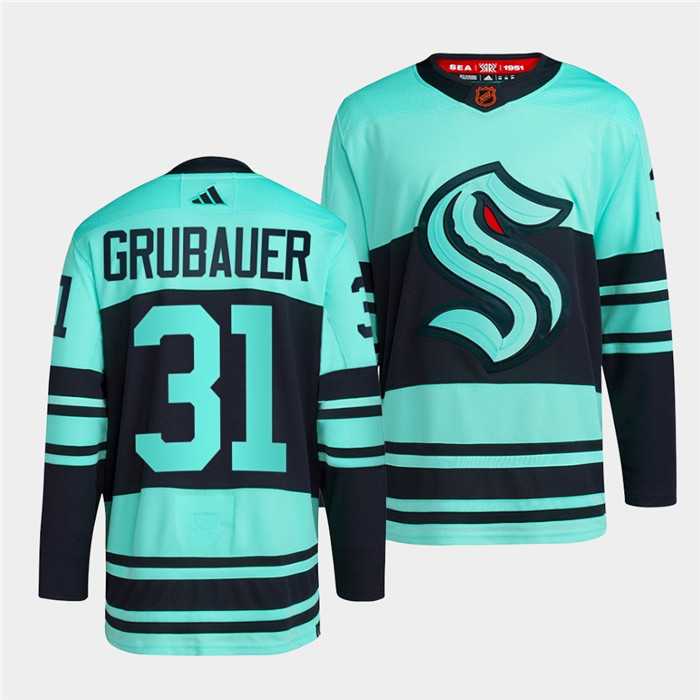 Men%27s Seattle Kraken #31 Philipp Grubauer Ice Blue 2022-23 Reverse Retro Stitched Jersey Dzhi